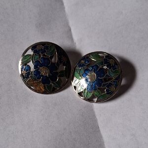 Floral Blue and Green Earrings